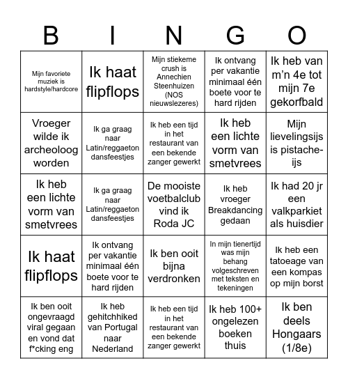 Thijs Bingo Card