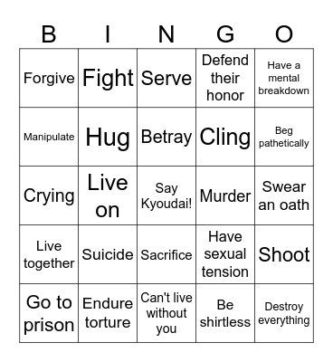 Things boy do for other men Bingo Card