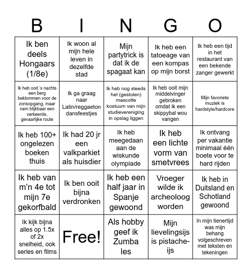 Robin V Bingo Card