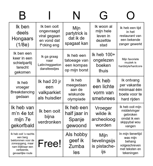 Thijs Bingo Card