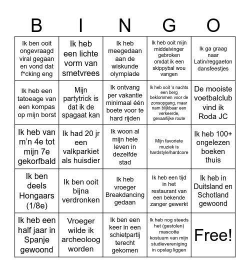 Algemeen Bingo Card