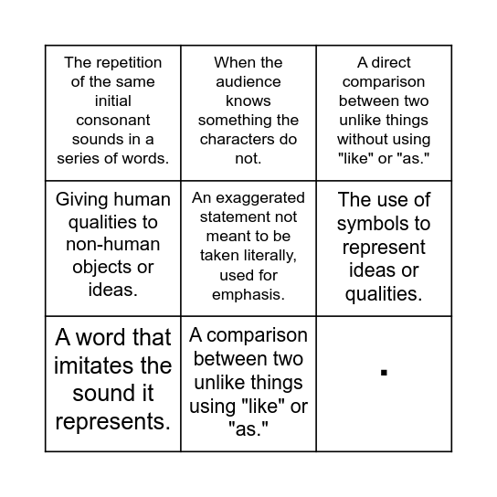 Literary devices bingo Card