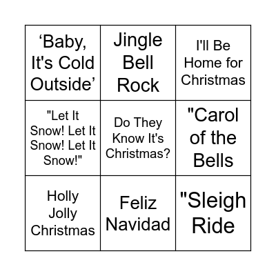 Christmas Songs Bingo Card