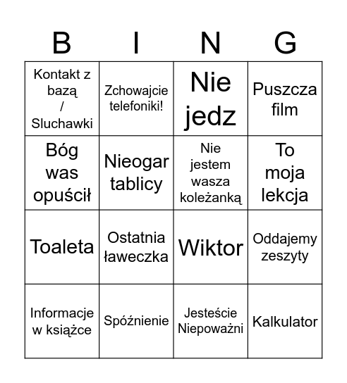 ZGERYPALA Bingo Card