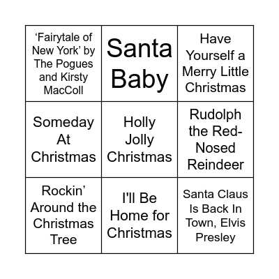 Christmas Songs Bingo Card