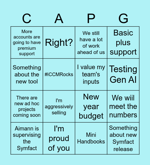 Monthly Call 2.0 Bingo Card