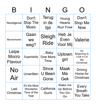 Muziekbingo Breda Dames 1 !!!!! Bingo Card