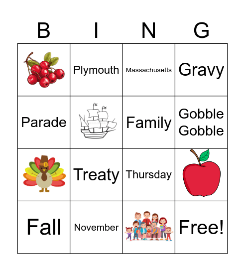 Thanksgiving Bingo Card