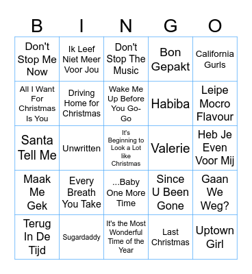 Muziekbingo Breda Dames 1 !!! Bingo Card