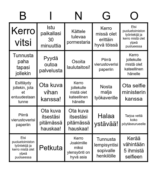 Syntisten bingo Card