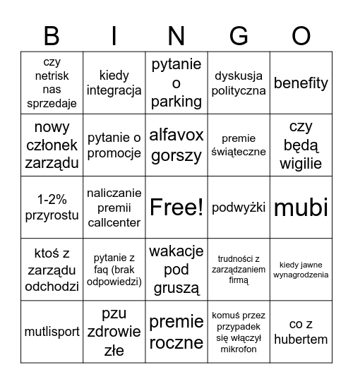 AMA bingo Card