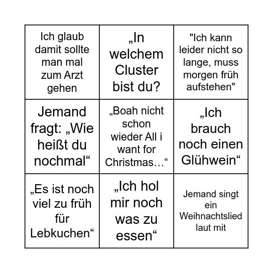 Lernzentrums Weihnachtsbingo Card