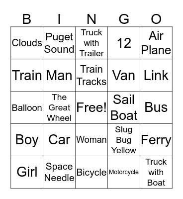 Travel Seattle Bingo Card