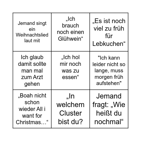 Lernzentrums Weihnachtsbingo Card