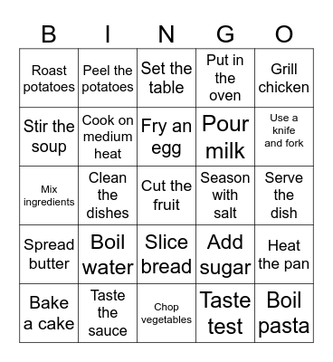 Cooking Phrases! Bingo Card