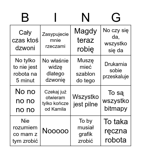 Robert Bingo Card