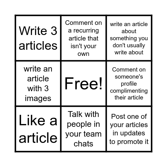 Content Bingo! Bingo Card