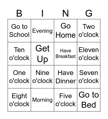 Times of the Day Bingo! Bingo Card