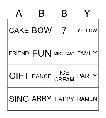 🌸 Abby Bingo 🌸 Bingo Card