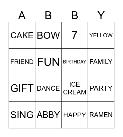 🌸 Abby Bingo 🌸 Bingo Card