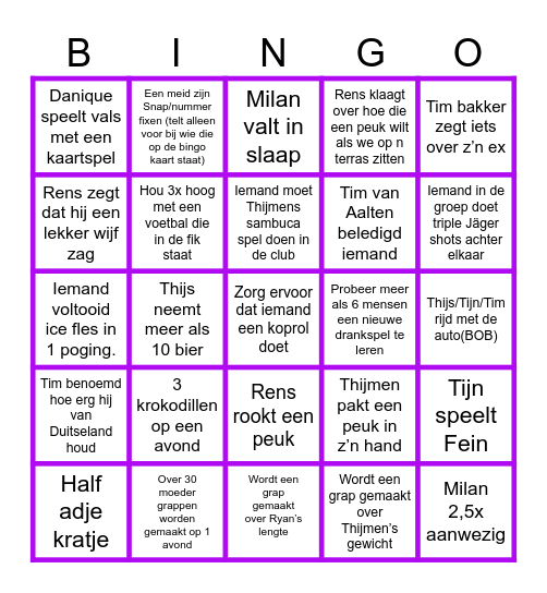 Ties Bingo Card