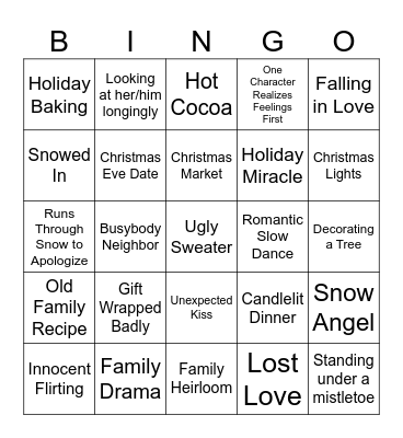 Hallmark Rom-Com Bingo Card