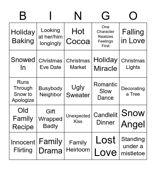 Hallmark Rom-Com Bingo Card