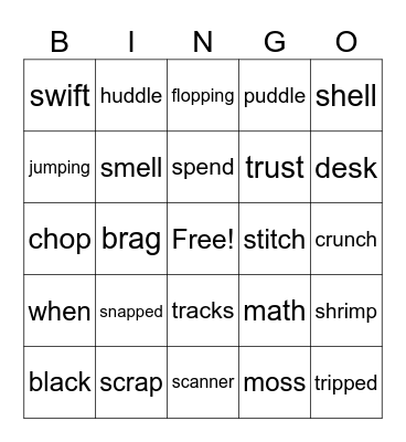 Unit 2 Phonics Bingo Card