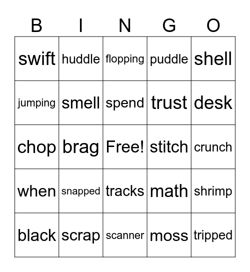 Unit 2 Phonics Bingo Card