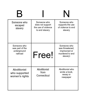 ABOLITIONIST MIXER Bingo Card