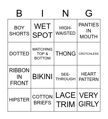 Underwear bingo Card