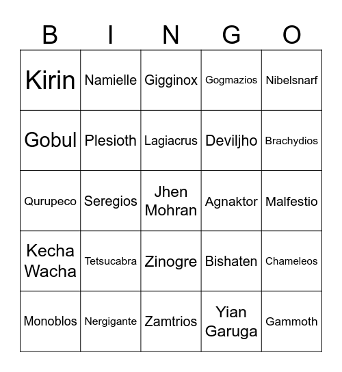 Monster Hunter Wilds roster Bingo Card