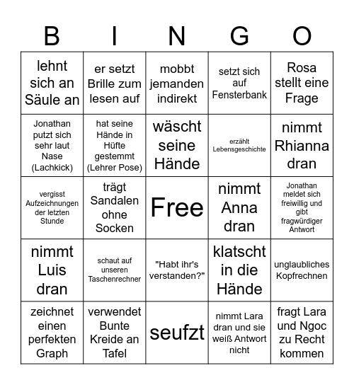 Mathe (Herr Heisrath) Bingo Card