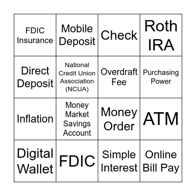 IINVESTING VOCAB BINGO Card