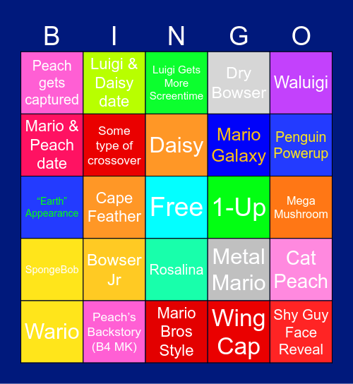 Mario Movie 2 Bingo Card