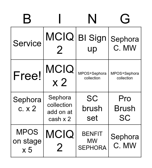 Thursday Bingo Card