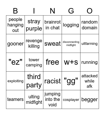 jjs public servers bingo Card