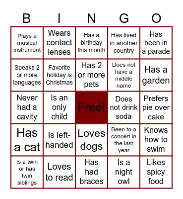 FIND SOMEONE WHO... Bingo Card