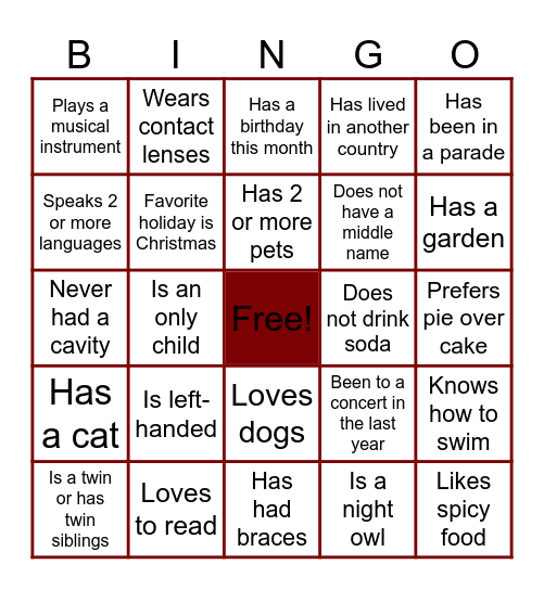 FIND SOMEONE WHO... Bingo Card