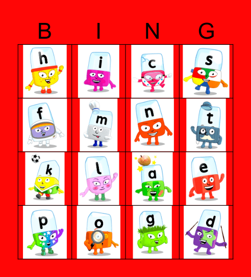 Alphablocks Phase 2 Bingo Card