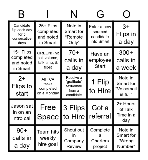 Recruiter BINGO Card