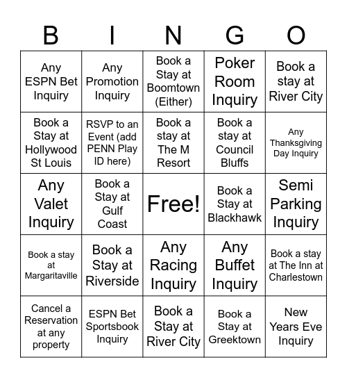 Happy Thanksgiving BINGO Card