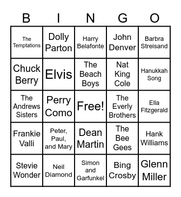 Music Bingo! Bingo Card