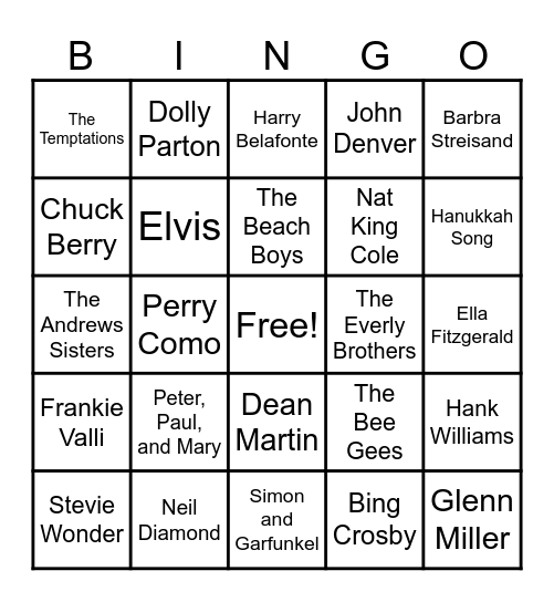 Music Bingo! Bingo Card