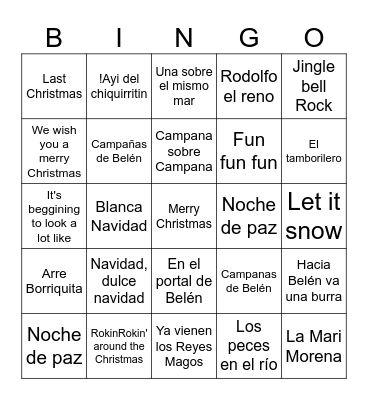 Bingo navideño musical Bingo Card