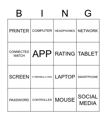 NEW TECHNOLOGIES Bingo Card