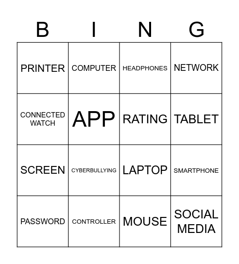 NEW TECHNOLOGIES Bingo Card