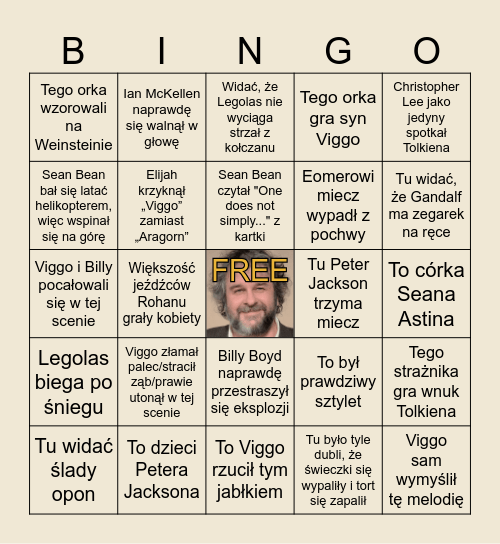 Oglądanie "Władcy Pierścieni" z fanami Bingo Card