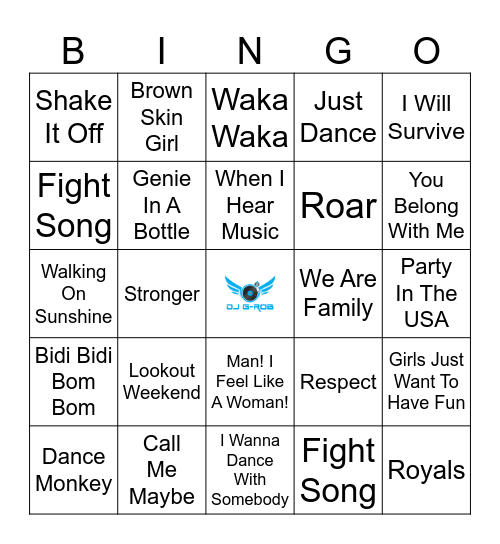 Kid's Night - Female Singers Bingo Card