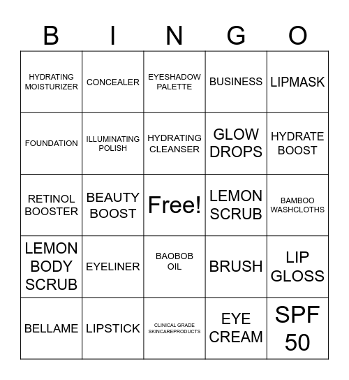 BELLAME BINGO Card